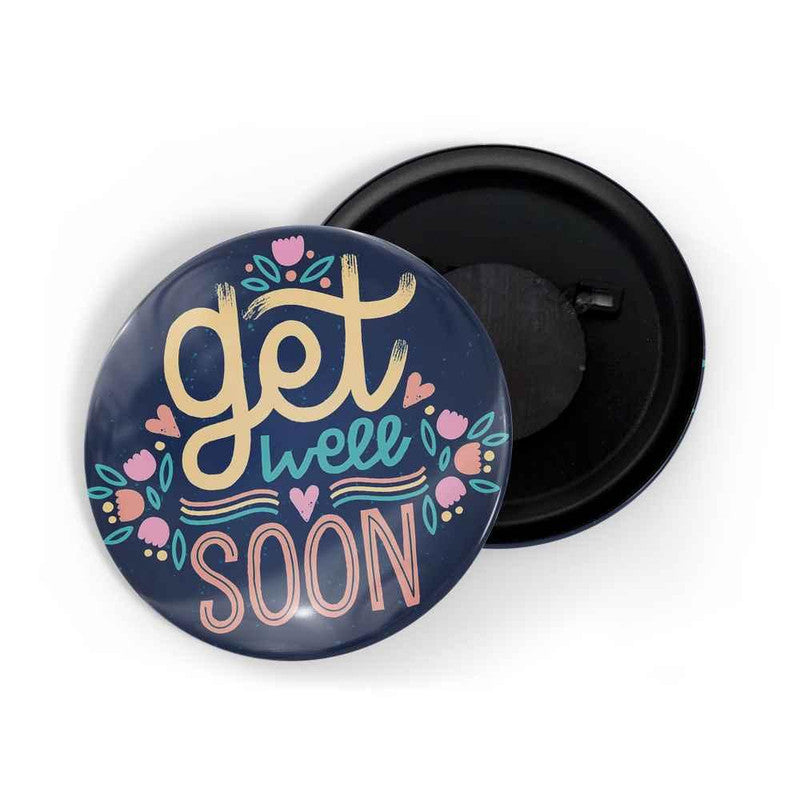 dhcrafts Blue color Round Fridge Magnet Get Well Soon D1 Glossy Finish Design Pack of 1 (75 mm)